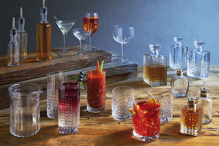 Mixology glassware.
