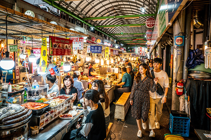 Kwangjang Market in Seoul, South Korea.