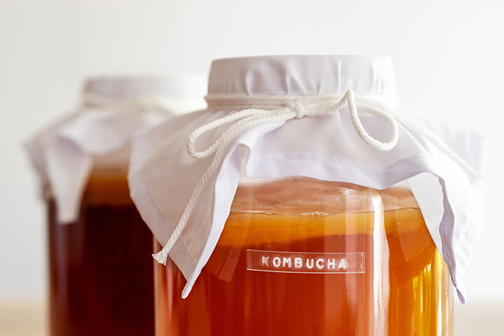 Bottles of kombucha.