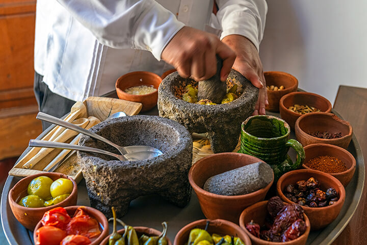 A chef prepares Pasilla Chili Sauce in Oaxaca, Mexico.