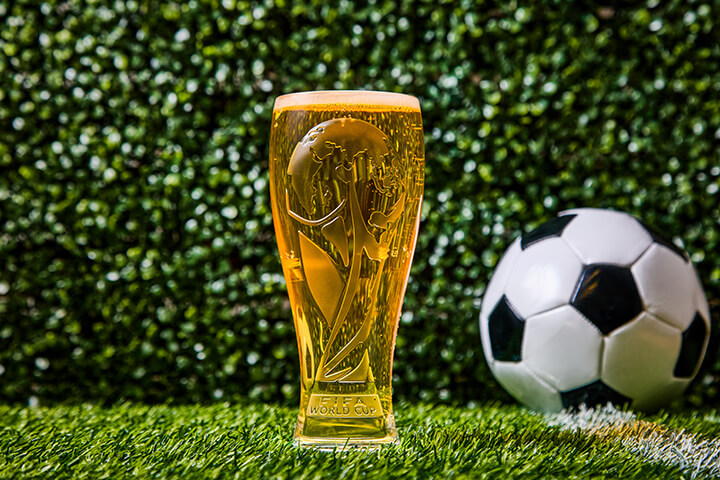 16 ounce SAN Plastic Pilsner Glass with 3D Soccer Logo