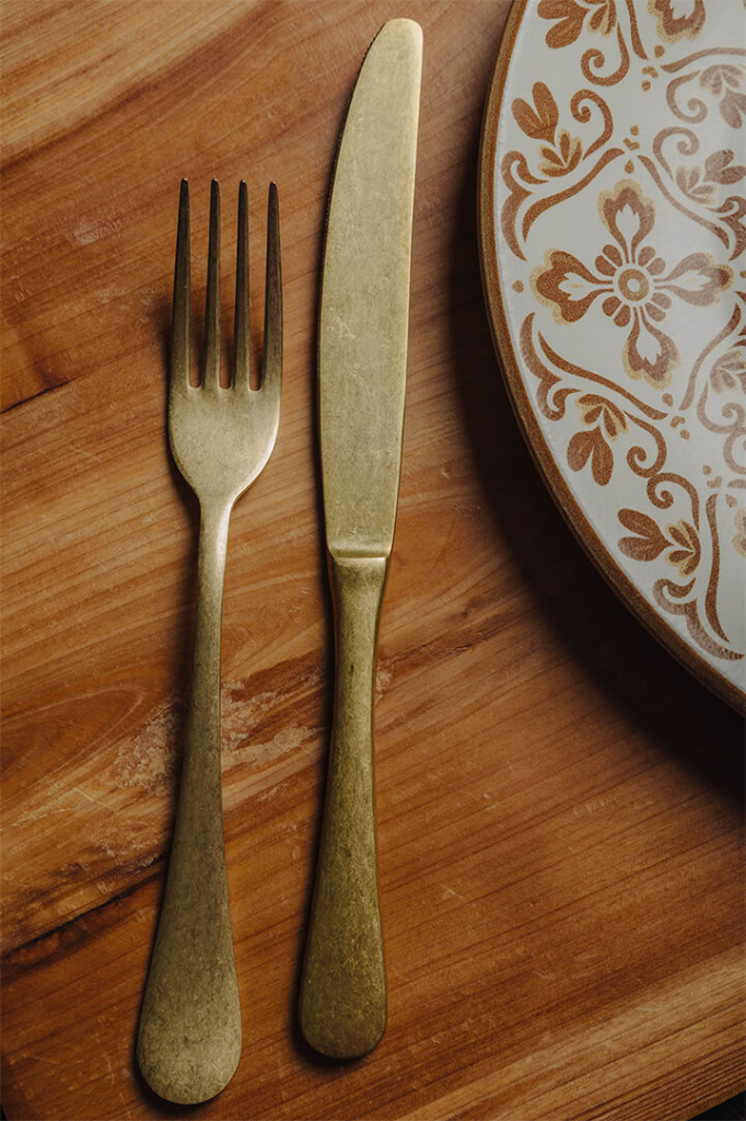 Matisse Vintage Gold flatware from Arc Cardinal.