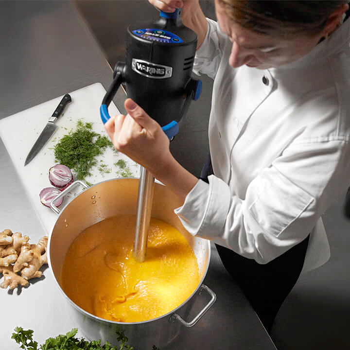 EvolutionX Immersion Blender by Waring. A chef operators and blends with grace. 