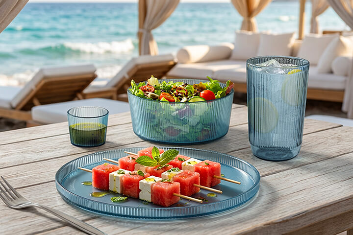 Gatsby™ Serving Lids double as plates and trays.