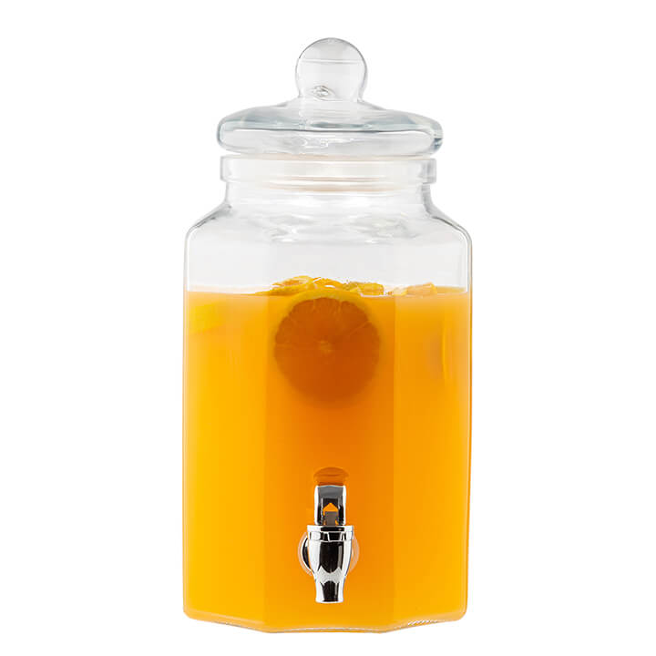 Octagon Glass Beverage Dispenser.
