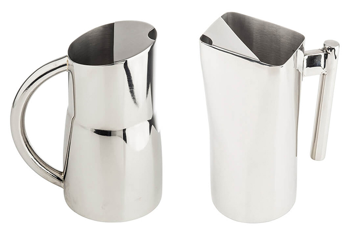 Stainless steel pitcher.