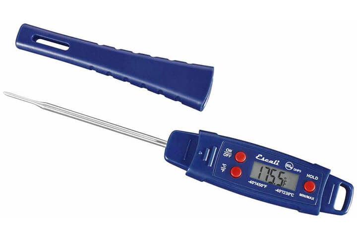 Blue waterproof thermometer by Escali.