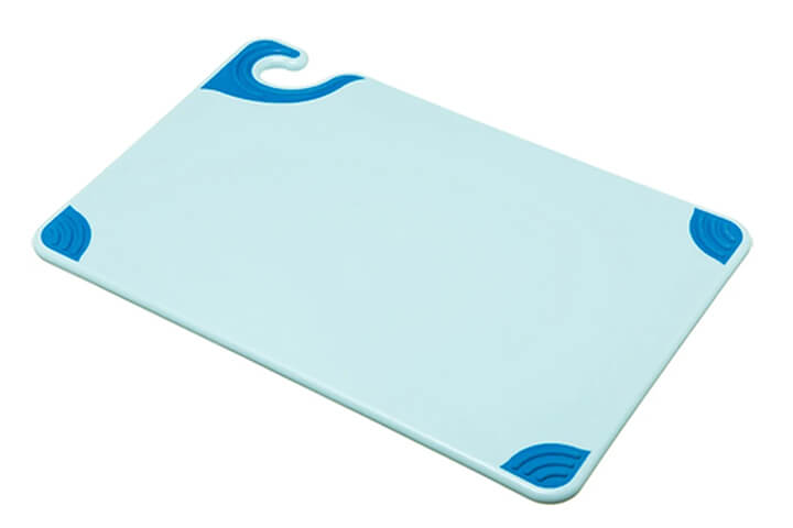 Blue cutting board for color-coded food safety.